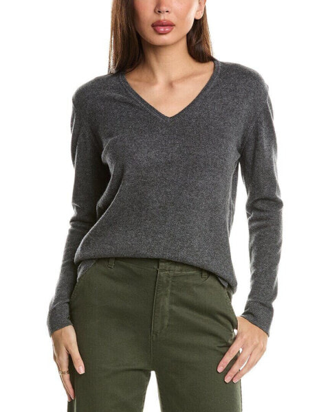 Forte Cashmere Coverstitch V-Neck Cashmere Sweater Women's