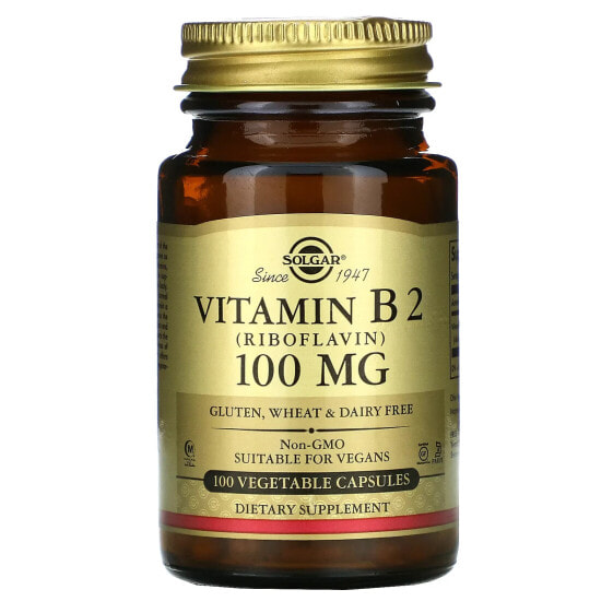 Vitamin B2 (Riboflavin), 100 mg, 100 Vegetable Capsules