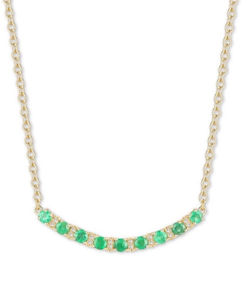 Sapphire (1-1/5 ct. t.w.) & Diamond (1/20 ct. t.w.) Curved Bar 17" Pendant Necklace in 14k Gold (Also in Emerald)