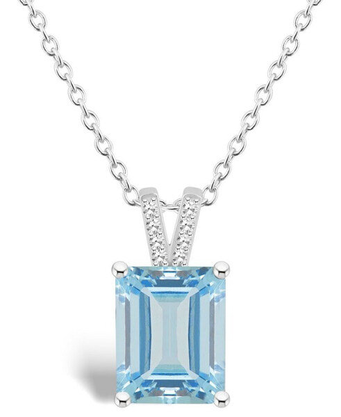 Macy's women's Sky Blue Topaz (4-1/4 ct.t.w.) and Diamond Accent Pendant Necklace in Sterling Silver