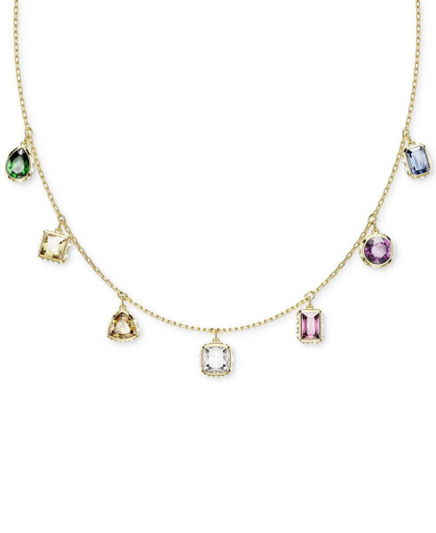 Gold-Tone Mixed Crystal Charm Necklace, 15" + 2-3/4" extender