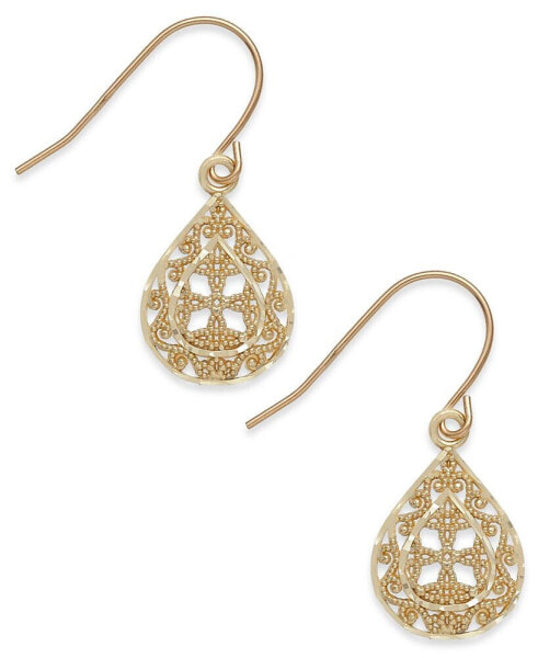 Filigree Teardrop Earrings in 10k Gold