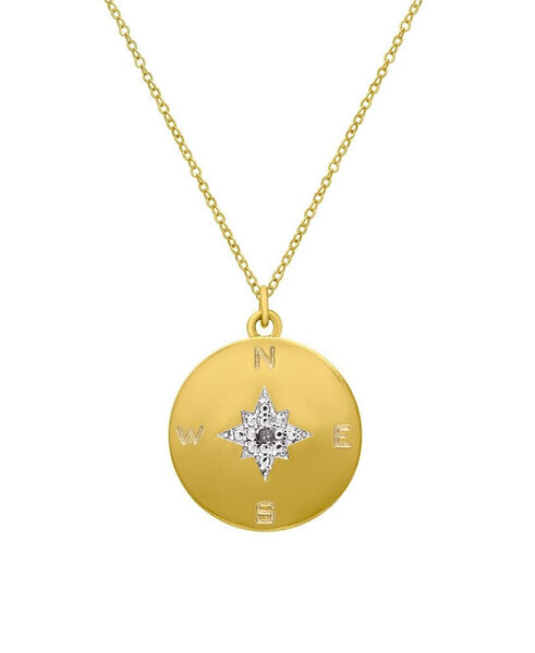 Diamond Accent Gold-plated Compass Pendant Necklace