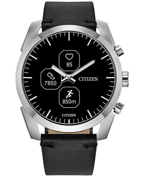 Men's CZ Smart Hybrid Sport Black Leather Strap Smart Watch 43mm