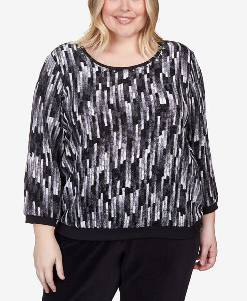 Plus Size Drama Queen Vertical Chenille Texture Knit Banded Top