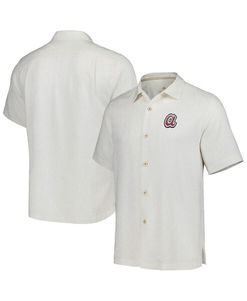 Men's White Atlanta Braves Sport Tropic Isles Camp Button-Up Shirt