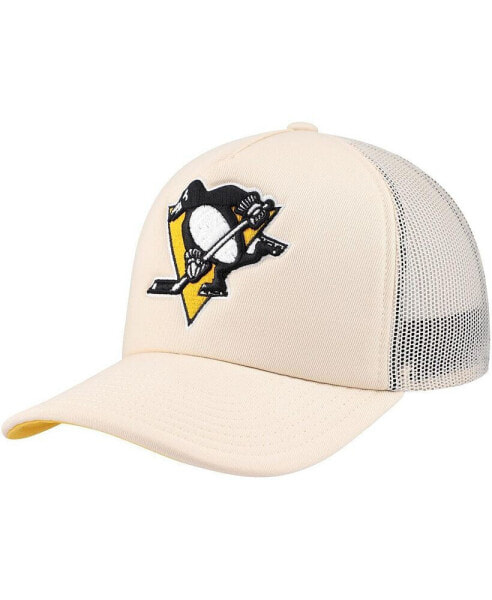 Men's Cream Pittsburgh Penguins Foam Front Trucker Adjustable Hat