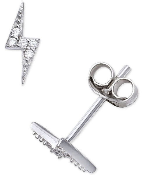 Cubic Zirconia Lightning Bolt Stud Earrings in Sterling Silver, Created for Macy's