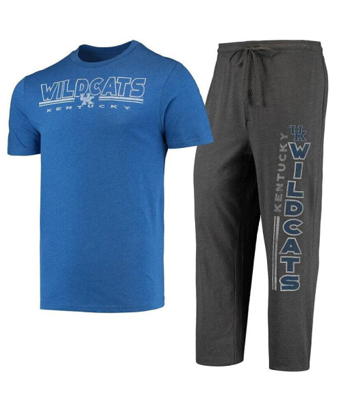 Men's Heathered Charcoal, Royal Kentucky Wildcats Meter T-shirt and Pants Sleep Set