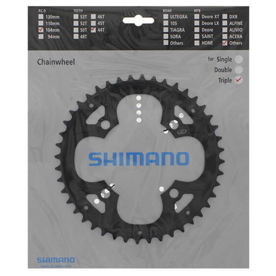 Звезда для велосипеда Shimano Alivio M480 44T 9-скоростей 104 мм, стальная, 4 рукава