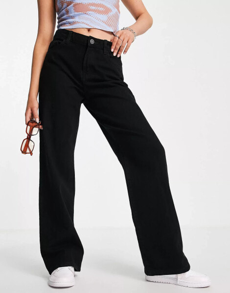 Noisy May Amanda wide leg jeans in black