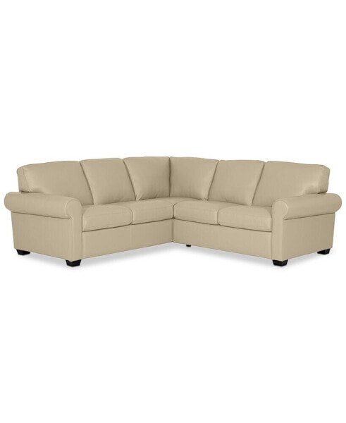 Orid 2-Pc. "L"-Shaped Leather Roll Arm Sectional , Created for Macy's