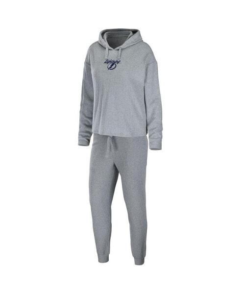 Women's Heather Gray Tampa Bay Lightning Logo Pullover Hoodie and Pants Sleep Set