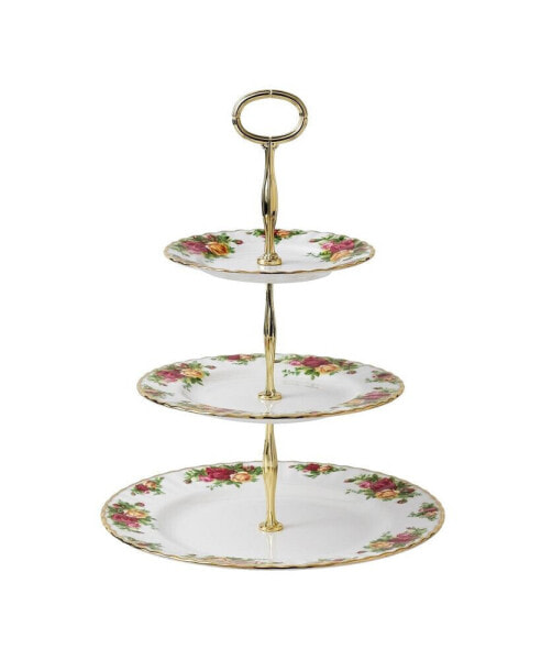 Old Country Roses Cake Stand Three-Tier