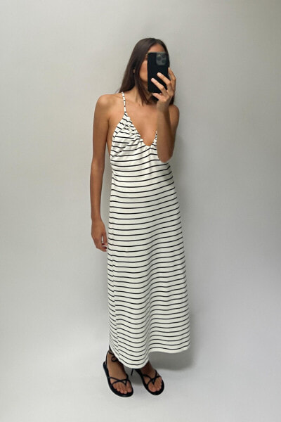 Striped gathered dress