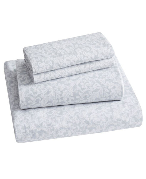 Home Scroll 100% Cotton Flannel 4-Pc. Sheet Set, Full