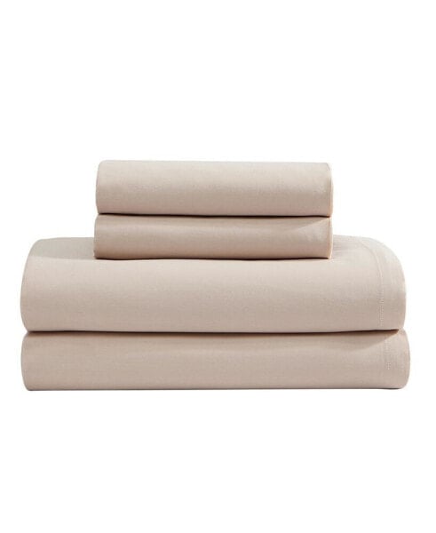 Pearl Edge Cotton Sateen 300 Thread Count 4 Piece Sheet Set, Queen