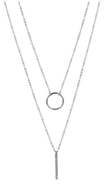 Double necklace with stylish steel pendants