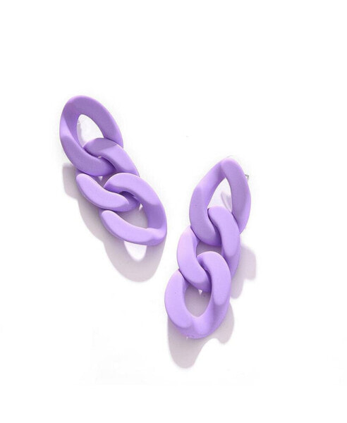 Women's Purple Chain-link Drop Earrings
