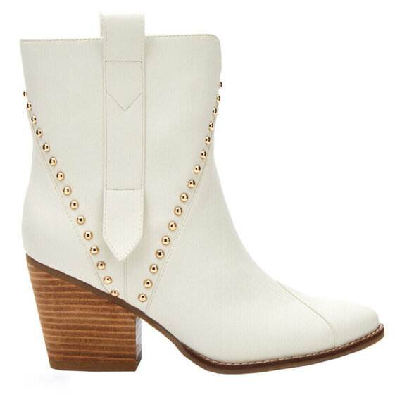 COCONUTS by Matisse Ace Studded Pull On Pointed Toe Booties Womens White Casual