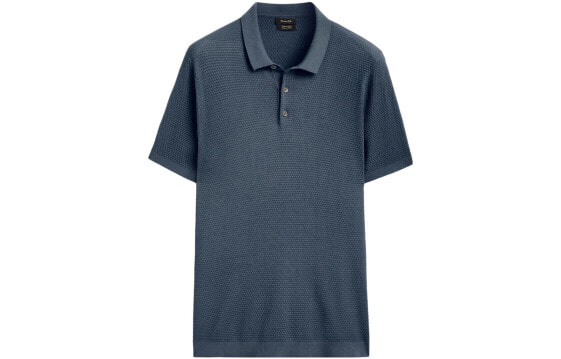 Massimo Dutti 纯色纯棉纹理透气短袖polo衫 男款 海蓝色 / Поло Massimo Dutti polo 00959303452-33