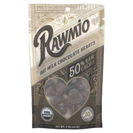 Rawmio, Овес с мягким шоколадом в форме сердца, 50% сырого какао, 56,7 г (2 унции)