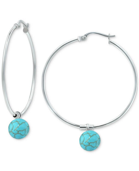 Cultured Freshwater Pearl Wire Hoop Earrings in Sterling Silver (Also in Dyed Howlite & Onyx), Created for Macy's