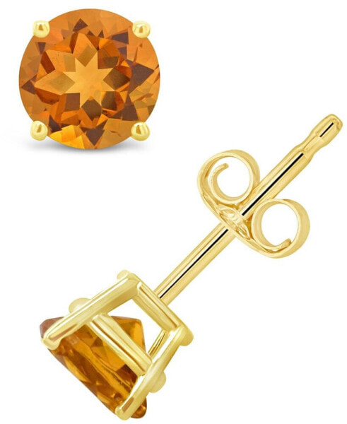 Citrine (9/10 ct. t.w.) Stud Earrings in 14K White or Yellow Gold