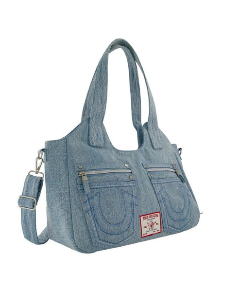 Women's Horseshoe Stitch Denim Satchel