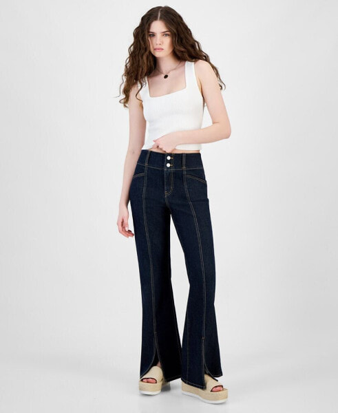Джинсы Tinseltown раздельный швы для подростков супер высокой посадки и широкие брюки, созданные для Macy's.