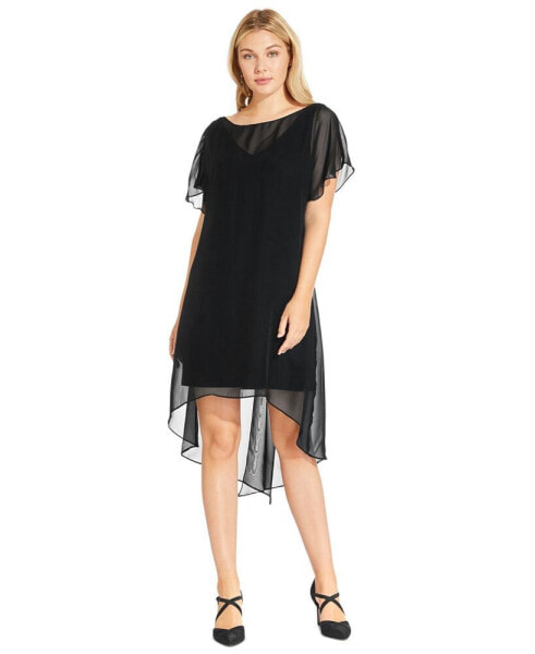 Chiffon-Overlay A-Line Dress