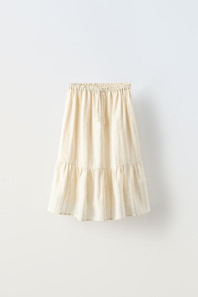 Striped shimmery midi skirt