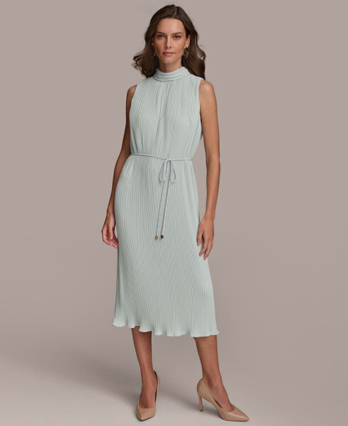 Women's Pleated Sleeveless A-Line Dress