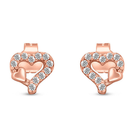 Charming heart earrings made of rose gold EA526RAU