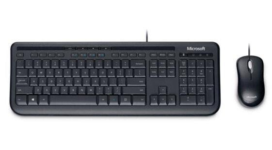Microsoft 600 - Full-size (100%) - Wired - USB - QWERTZ - Black - Mouse included