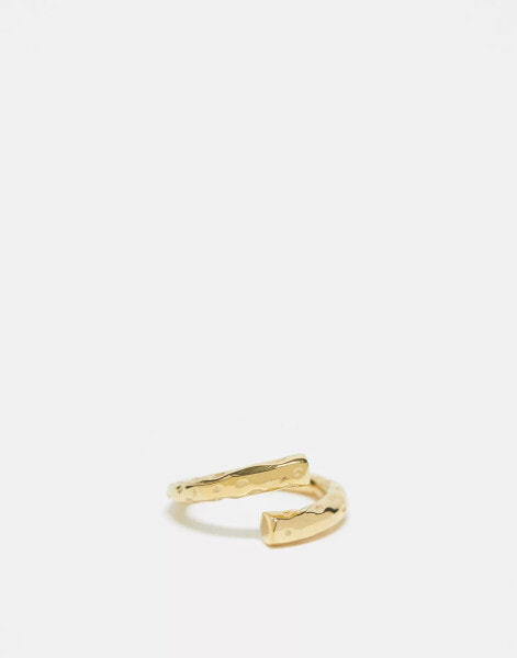 ASOS DESIGN waterproof stainless steel ring with wrap twist design in gold tone