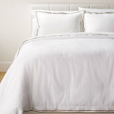 Full/Queen Double Flange Merrow Stitch Comforter & Sham Set White/Camel -