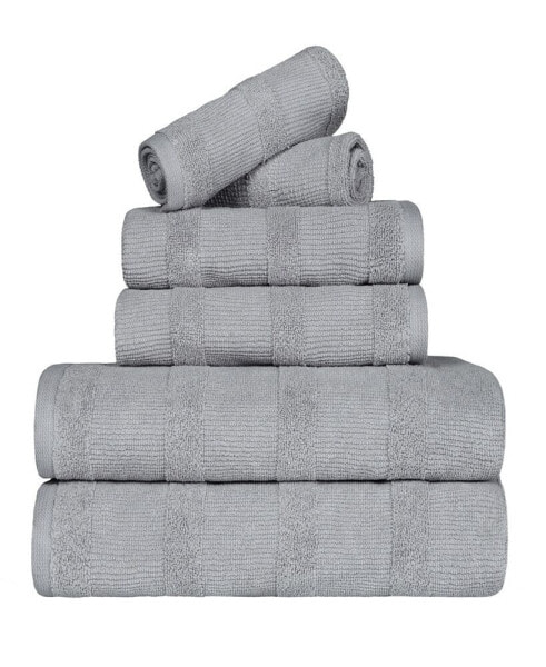 Roma Ribbed Turkish Cotton Quick-Dry Solid Assorted Highly Absorbent Towel 3 Piece Set