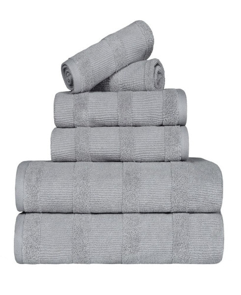 Roma Ribbed Turkish Cotton Quick-Dry Solid Assorted Highly Absorbent Towel 12 Piece Set