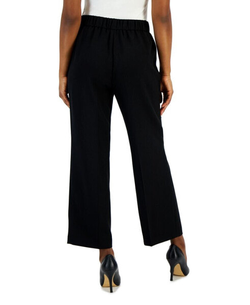 Petite Stretch-Crepe Pull-On Mid-Rise Ankle Pants