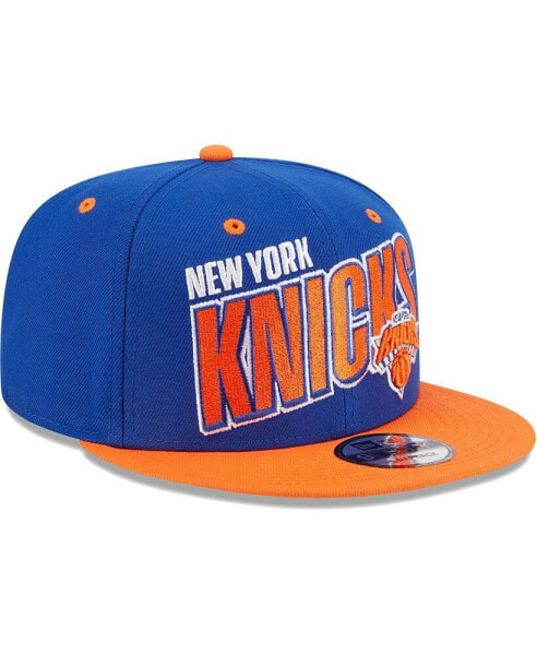 Men's Blue, Orange New York Knicks Stacked Slant 2-Tone 9FIFTY Snapback Hat