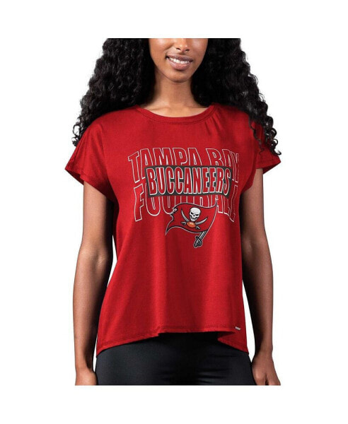 Women's Red Tampa Bay Buccaneers Abigail Back Slit T-Shirt