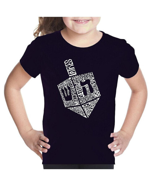 Hanukkah Dreidel - Girl's Child Word Art T-Shirt