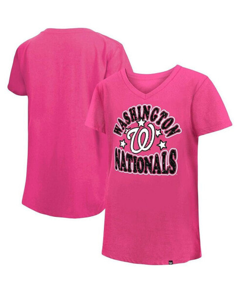 Футболка для малышей New Era розовая футболка с звездным принтом Washington Nationals - V-образный вырез