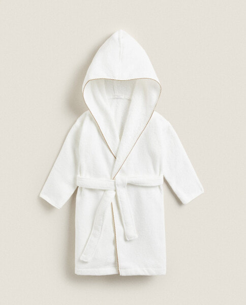 Children's velour bathrobe with trim detail