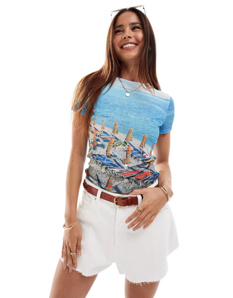 ASOS DESIGN mesh baby tee with beach print