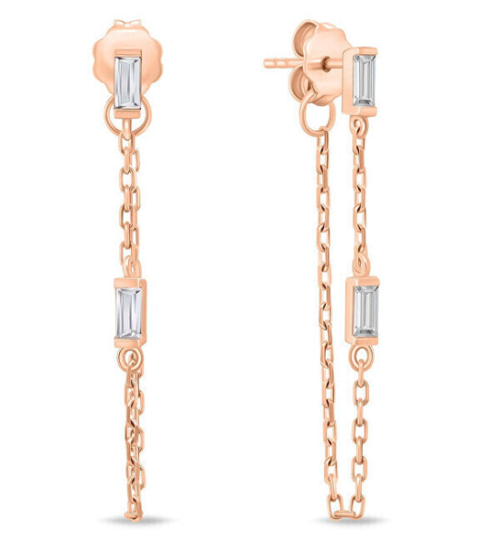 Charming bronze chain earrings with zircons EA845R