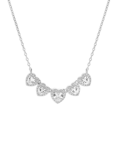 Giani Bernini pave Cubic Zirconia 5 Heart Necklace in Sterling Silver, Created for Macy's