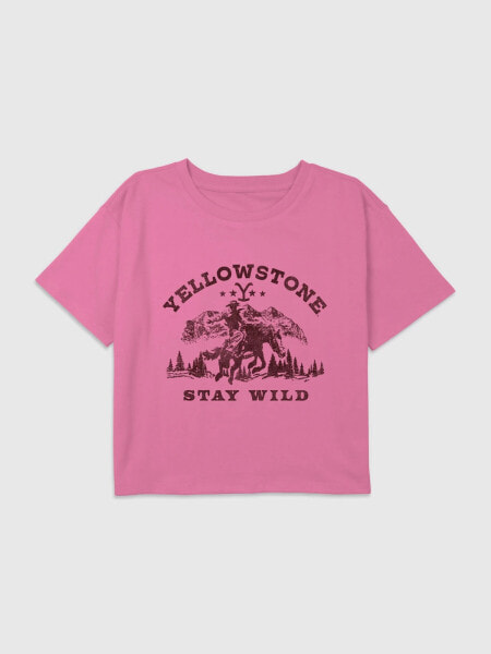 Kids Yellowstone Stay Wild Graphic Boxy Crop Tee