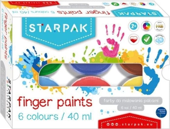 Краски для рисования пальцами Starpak FARBY DO MALOWANIA PALCAMI 6 KOLORÓW 40мл Starpak 448008